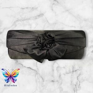 Elegant Black Clutch with Floral Detail
